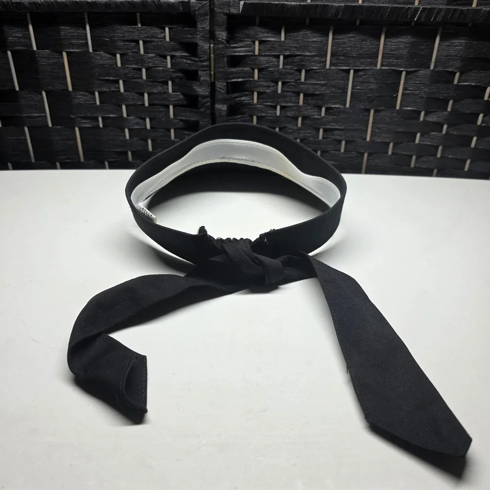 Architect Womens Black Bow Tie Back Visor Sun Hat Adjustable One Size Preppy VTG